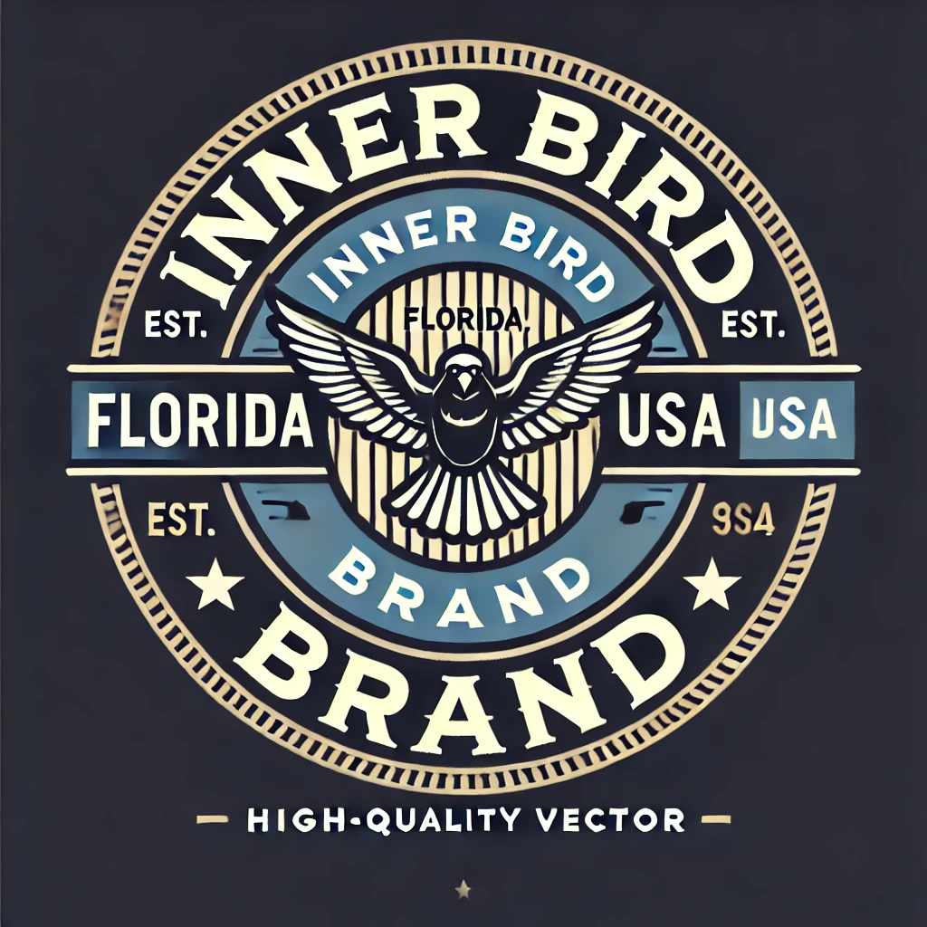 DALL·E 2025-02-16 10.25.14 - A high-quality vector logo for 'Inner Bird Brand' with the text 'FLORIDA' replacing 'EST.' and 'USA' replacing 'BW.' The design maintains a circular e